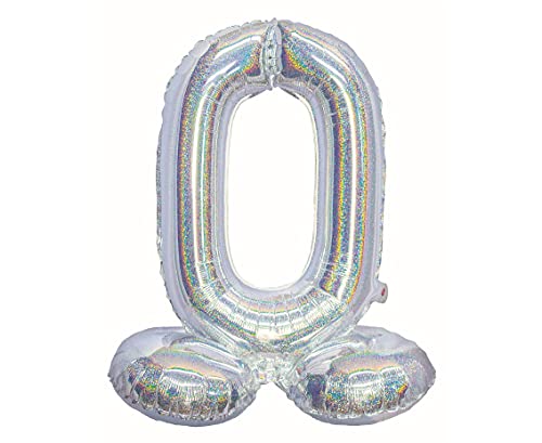 GoDan Beauty&Charm Folienballon, Stehende Ziffer 0, Holographisch Silber, 72 cm von Beauty&Charm