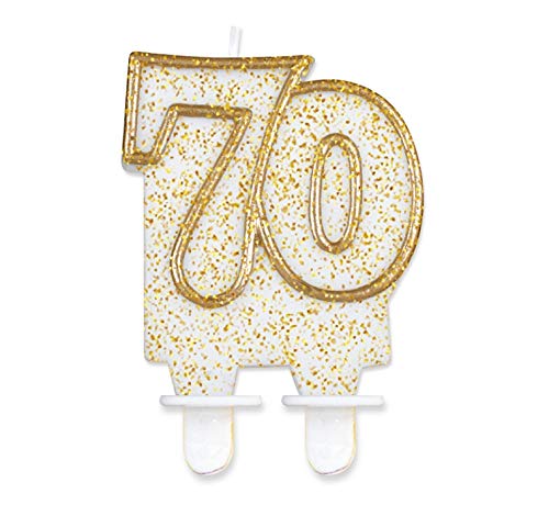 GoDan Beauty&Charm Kerze Zahl"70", goldener Rand von Beauty&Charm