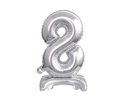 GoDan Beauty&Charm Luftballons Zahlen 0-9 zum Aufstellen auf dem Tisch 38 cm Folienballon Geburtstagsluftballons Zimmer und Raumdekoration beim Geburtstag Jubiläum (Zahl 8 Silber) von Beauty&Charm