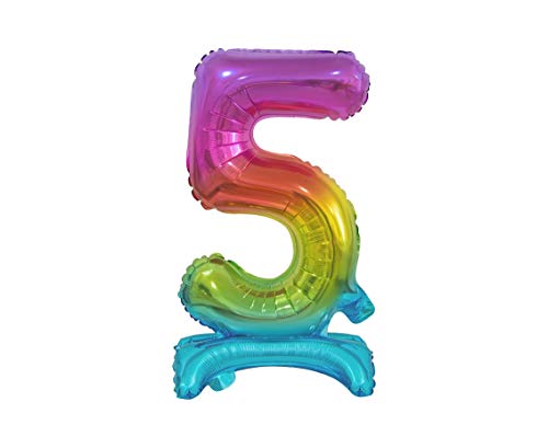 GoDan Beauty&Charm Luftballons Zahlen 0-9 zum Aufstellen auf dem Tisch 38 cm Folienballon Geburtstagsluftballons Zimmer und Raumdekoration beim Geburtstag Jubiläum (Zahl 5 Regenbogen) von Beauty&Charm