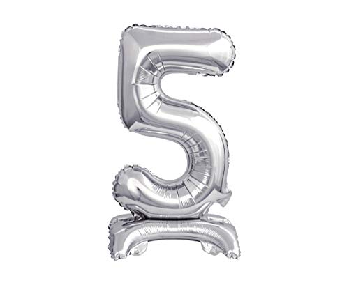 GoDan Beauty&Charm Luftballons Zahlen 0-9 zum Aufstellen auf dem Tisch 38 cm Folienballon Geburtstagsluftballons Zimmer und Raumdekoration beim Geburtstag Jubiläum (Zahl 5 Silber) von Beauty&Charm