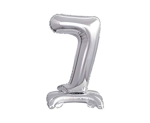 GoDan Beauty&Charm Luftballons Zahlen 0-9 zum Aufstellen auf dem Tisch 38 cm Folienballon Geburtstagsluftballons Zimmer und Raumdekoration beim Geburtstag Jubiläum (Zahl 7 Silber) von Beauty&Charm