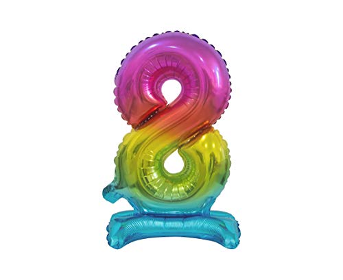 GoDan Beauty&Charm Luftballons Zahlen 0-9 zum Aufstellen auf dem Tisch 38 cm Folienballon Geburtstagsluftballons Zimmer und Raumdekoration beim Geburtstag Jubiläum (Zahl 8 Regenbogen) von Beauty&Charm