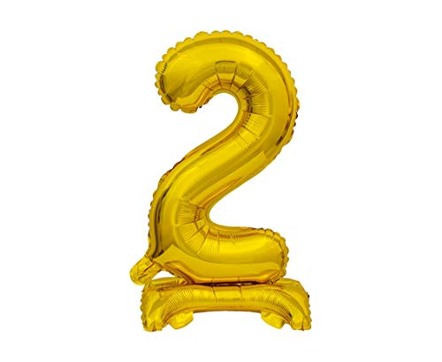 GoDan Beauty&Charm Luftballons Zahlen 0-9 zum Aufstellen auf dem Tisch 38 cm Folienballon Geburtstagsluftballons Zimmer und Raumdekoration beim Geburtstag Jubiläum (Zahl 2 Gold) von Beauty&Charm