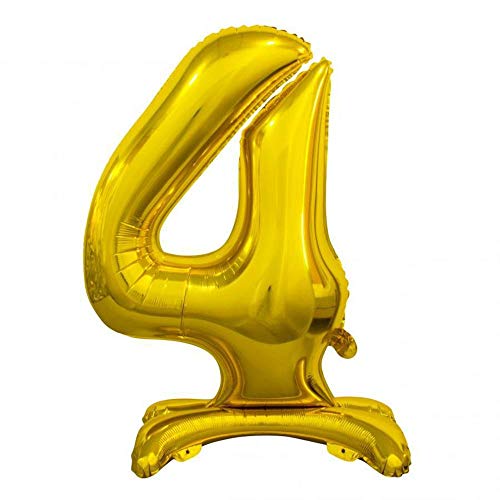 GoDan Beauty&Charm Luftballons Zahlen 0-9 zum Aufstellen auf dem Tisch 38 cm Folienballon Geburtstagsluftballons Zimmer und Raumdekoration beim Geburtstag Jubiläum (Zahl 4 Gold) von Beauty&Charm