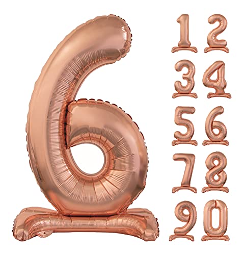 GoDan Beauty&Charm Riesige Luftballons Zahlen 0-9 zum Aufstellen auf dem Tisch 74 cm Folienballon Geburtstagsluftballons Zimmer und Raumdekoration beim Geburtstag Jubiläum Jahrestag (Zahl 6 Rosegold) GoDan Beauty&Charm Riesige Luftballons Zahlen 0-9 zum Aufstellen auf dem Tisch 74 cm Folienballon Geburtstagsluftballons Zimmer und Raumdekoration beim Geburtstag Jubiläum Jahrestag (Zahl 6 Rosegold) von Beauty&Charm