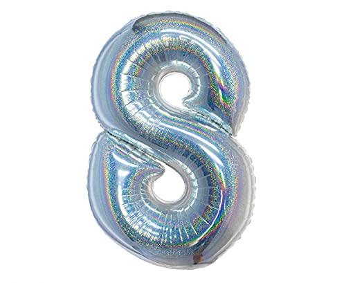GoDan Beauty&Charm Folienballon, Ziffer 8, Holographisch Silber, 76 cm von Beauty&Charm