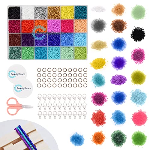 BeautyBeads Perlenset Zum Auffädeln und Selber Machen von Schmuck, Armbändern und Ohrringen – Perlenbox mit 24000 Glasperlen – Umfangreiche 24-Farben-Rocailles Schmuckset – 3mm Perlen BeautyBeads Perlenset Zum Auffädeln und Selber Machen von Schmuck, Armbändern und Ohrringen – Perlenbox mit 24000 Glasperlen – Umfangreiche 24-Farben-Rocailles Schmuckset – 3mm Perlen von BeautyBeads