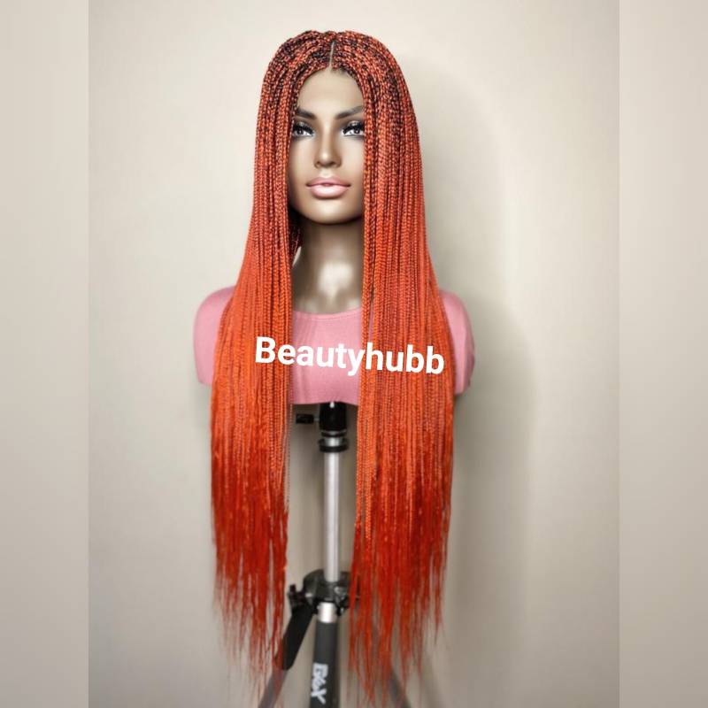 Farbe 350/Orange-Mix, Geflochtene Perücke, Zöpfe Cornrow Geschenke Für Frauen, Schwarze Frauenperücke, Handgemachte Kostenloser Versand von Beautyhubb