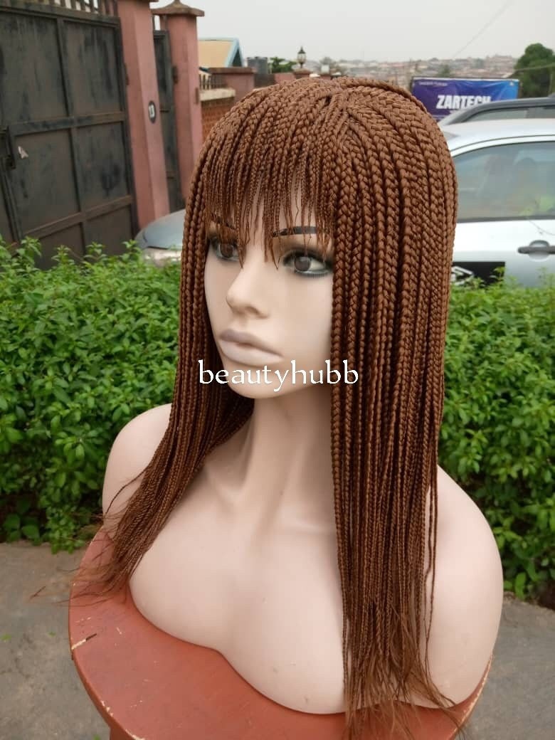 Fransen Mit Bangs Box Zopf Perücke Geflochten Perücke, Flecht Perücke, Für Schwarze Frauen, Braids, Braid Fransenborte von Beautyhubb