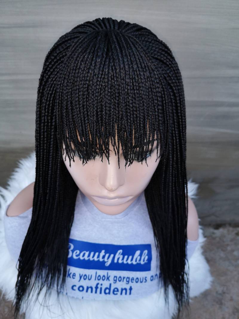Fransen Mit Pony Box Braid Perücke Für Schwarze Frauen Geflochtene Perücke, Zöpfe, Fringe Zopf von Beautyhubb