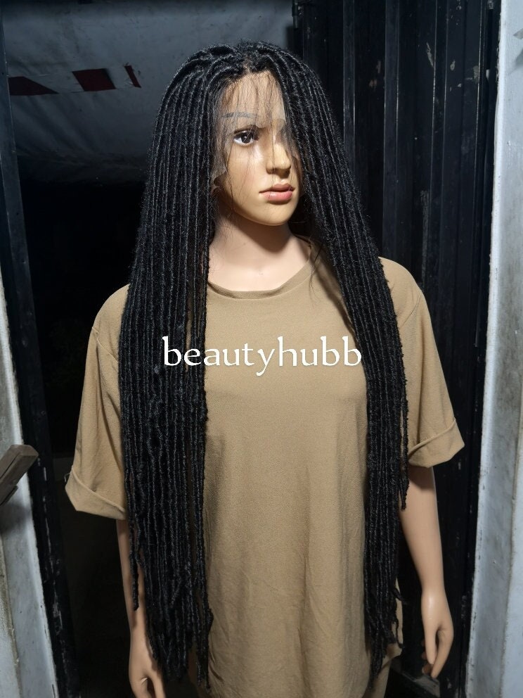 Vollspitze Messy Locs Dreadlocks Fauxlocs Faux Dreadlock Perücke Für Schwarze Frauen Geflochtene Perücken, Zöpfe Spitzenperücke, Spitzenverschluss von Beautyhubb