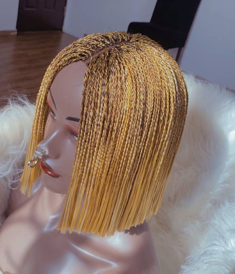 Geflochtene Perücke, Micro Braid Twists, Senegalese Geflochtene Perücke Für Schwarze Frauen, Kurze Spitzeperücke, Lace von Beautyhubb