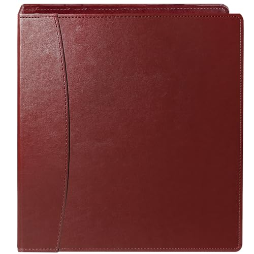 Beautyus Braunes Lederbuch mit 3 Ringen, 5,1 cm Rücken, passend für Briefpapier (21,6 x 27,9 cm), integrierte Innentaschen, Aktenordner, Premium-Business-Organizer (rot, 5,1 cm) von Beautyus