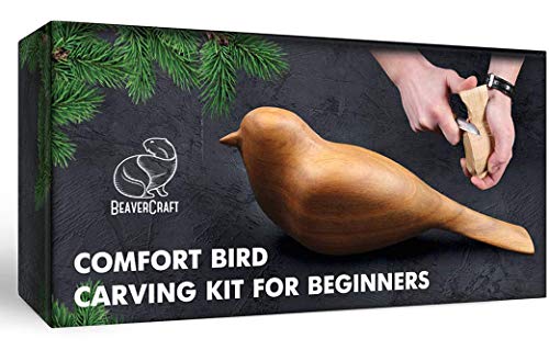 BeaverCraft, Holzschnitzset Komfort Vogel DIY – Schnitzmesser Set für Anfänger Erwachsene und Jugendliche – Buch Spaßprojekt Bird ausschnitzen Hobby Schnitzmesser – Holzbearbeitung lernen für Kinder von BeaverCraft