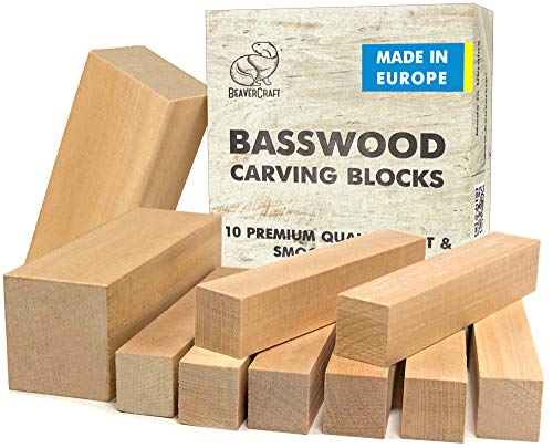 BeaverCraft BW10 Schnitzholz-Set aus Lindenholz – Linde Basswood zum Holzschnitzen - Holzblöcke zum Schnitzen - Balsa Holzblöcke von BeaverCraft