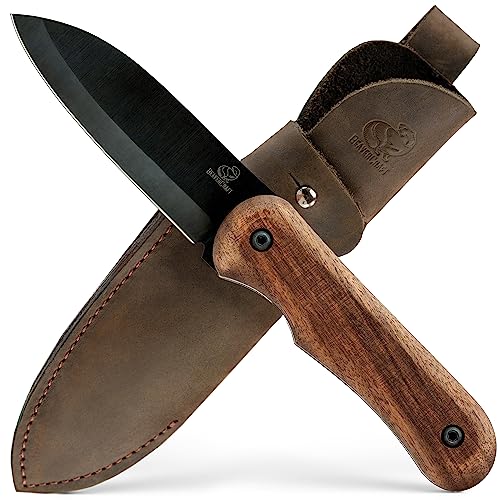 BeaverCraft Bushcraft-Messer Full Tang Survival-Messer mit Scheide – Messer aus Karbonstahl, kleines Bushcraft-EDC-Messer mit feststehender Klinge, Bush-Campingmesser, Geschenk für Männer | Schatten von BeaverCraft