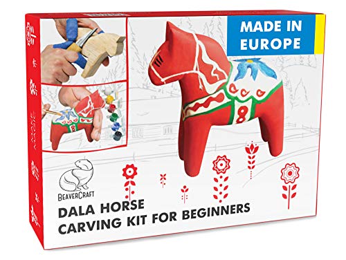 BeaverCraft Schnitz-Kit für Erwachsene und Jugendliche - Holzschnitzset DIY02 Dala Horse - Holzschnitzwerkzeuge Bastelbedarf für Erwachsene Schnitzmesser Lindeholz zum Schnitzen Malerei DIY Kits BeaverCraft Schnitz-Kit für Erwachsene und Jugendliche - Holzschnitzset DIY02 Dala Horse - Holzschnitzwerkzeuge Bastelbedarf für Erwachsene Schnitzmesser Lindeholz zum Schnitzen Malerei DIY Kits von BeaverCraft
