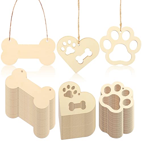 34 Stück unlackierte Holzausschnitte Hundepfoten-Holzausschnitte Knochenförmige Holzausschnitte DIY Handwerk Verzierungen mit Seilen Tags Holz Katzenpfotenabdruck Ausschnitte von Beavorty