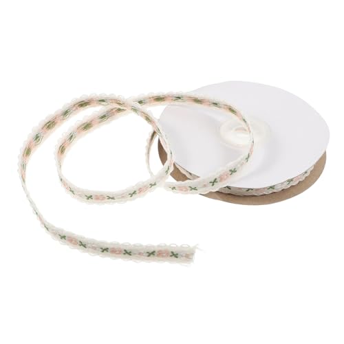 Beavorty 1 Rolle dekoratives Band blumenmuster geschenkband Geschenkverpackungsband DIY Dekorationsband Bandstickerei Blumen-Bastelband Stoffband blumenbesticktes band Polyester Weiß von Beavorty