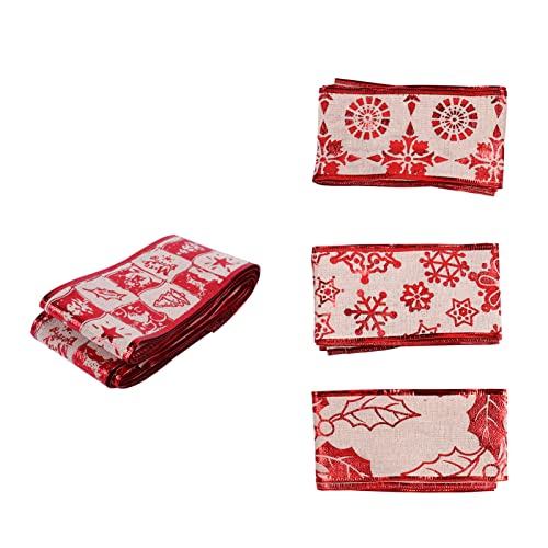 Beavorty 1 Satz Weihnachtsleinenrollen Weihnachtsband Christmas Ribbon Geschenkpakete Weihnachtadeko Nachgeahmtes Sackleinenband Weihnachtsbogen-geschenkband Leinenimitat 4roll von Beavorty