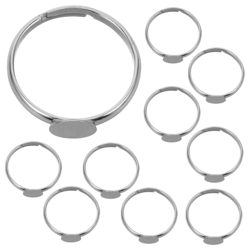Beavorty 10 Stück Können Den Ringunterstützung Kleben Basis Des Fingerrings Schmuckzubehör Für Schmuck Leer Klingeln Flacher Runder Rohling Rostfreier Stahl Silver von Beavorty