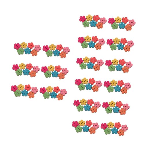 Beavorty 150 Stck. Vintage Holzknöpfe Blumenform Bunt Flach zum Annähen für DIY Bastelarbeiten Scrapbooking Kinderkleidung und Hemden Dekorativ Natürliches Material von Beavorty
