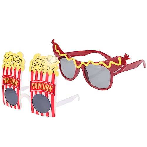 Beavorty 2 Paare Hawaii Partybrillen Popcorn Wurstform Lustige Sommerbrillen Fotorequisiten für Sommerfeste Accessoires für Erwachsene von Beavorty