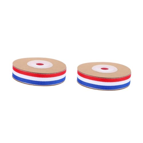 Beavorty 2 Rollen Mehrfarbiges Gestreiftes Geschenkband Breit Yards Tricolor Ripsband Rot Weiß Blau Vielseitiges Dekoband für Geschenkverpackung Medaillen Blumenarrangements Diy Basteln von Beavorty
