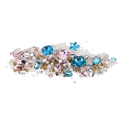 Beavorty 2 Sätze Nail Jewels Set Flache Harz Strass Glitzer Charms Schmetterling Herz Rechteck Nageldekorationen für Frauen DIY Maniküre in Rosa von Beavorty