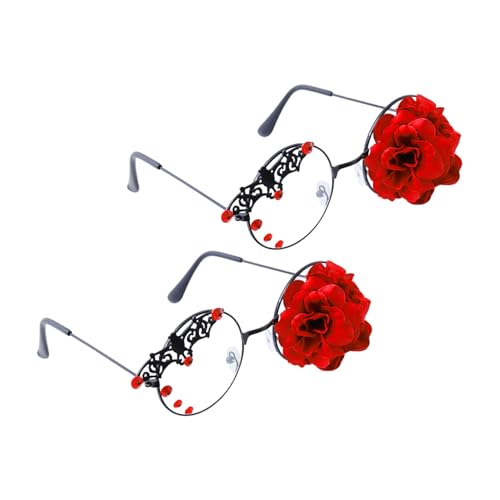 Beavorty 2 Stück Gothic Lolita Steampunk Brille mit Rosenmotiv Vintage Punk Eyewear für Damen Leichte Langlebige Party Cosplay-accessoires im Floralen Design Beavorty 2 Stück Gothic Lolita Steampunk Brille mit Rosenmotiv Vintage Punk Eyewear für Damen Leichte Langlebige Party Cosplay-accessoires im Floralen Design von Beavorty