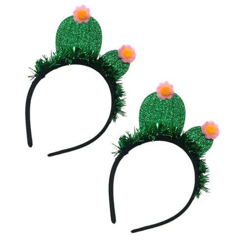Beavorty 2 Stück Kaktus-Stirnband Glette-Quasten-Haarband Party-Hairhoop Lustiger Glitzer-Sommer-Party-Stirnband Hawaii-Kopf-Bopper Pflanzen-Stirnband Für Partygeschenke (Grün) von Beavorty