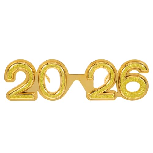Beavorty 2026 Brille Frohes neues Jahr Partybrille Spaßbrille für Party Requisiten für Fotokabinen mit Brille Party - Requisiten für Erwachsene neue jahr lustige Golden von Beavorty
