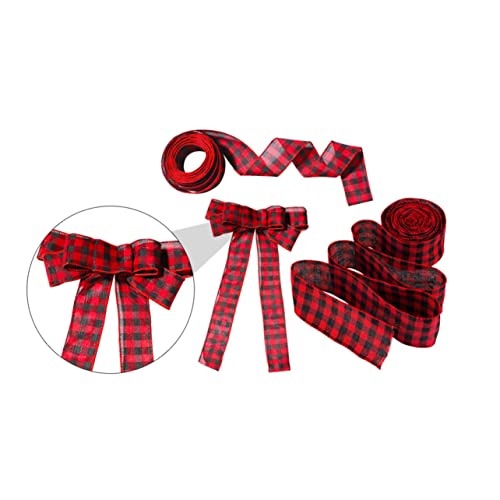 Beavorty 3 Stück Kariertes Weihnachtsband geschenkband christmas ribbon geschenkeband stoffgürtel geschenksband dünn selbst Weihnachtsbänder Bänder zum Verpacken von Geschenken Leinen- rot von Beavorty