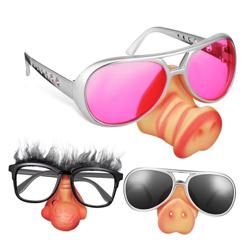 Beavorty 3 Stück Schweine nase Requisiten Erwachsene Halloween -Kostüm Gläser lustige Brille Partybrille prop Party-Brillen-Requisiten Geburtstagsfeierbrille -Objektive von Beavorty