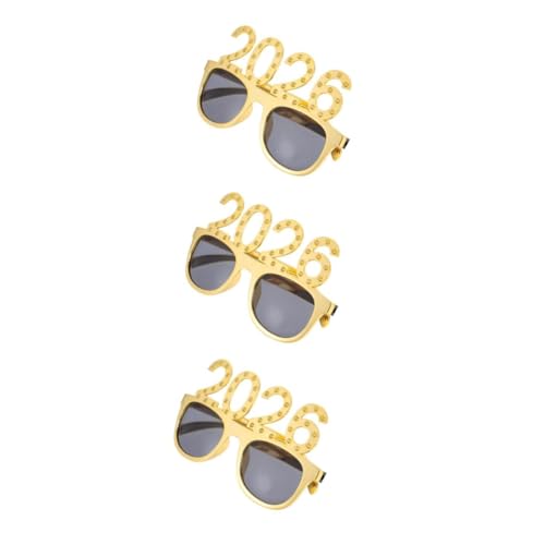 Beavorty 3 Stück Silvester Brillengestell mit Goldfarbenem Glitzer Leichte Festliche Partybrille für Neujahr Abschlussfeiern Requisit und Vielseitige Dekoration von Beavorty