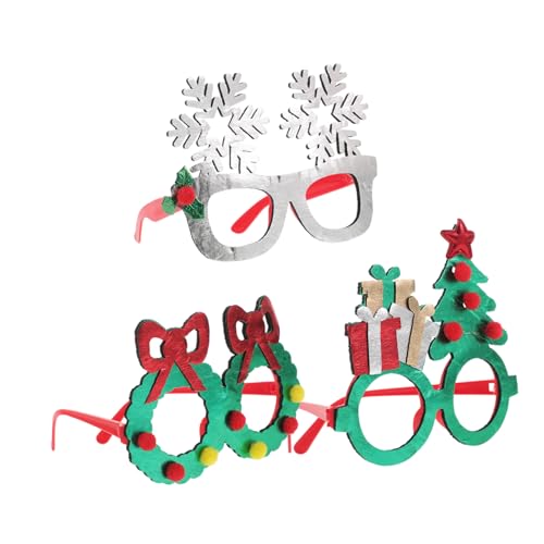 Beavorty 3 Stück Teiliges Weihnachtsbrillen Schneeflocken Tannendesign Festliche Holiday Glasses Frames für Xmas Party Supplies Stilvolle Party-accessoires für Gruppenfotos und von Beavorty