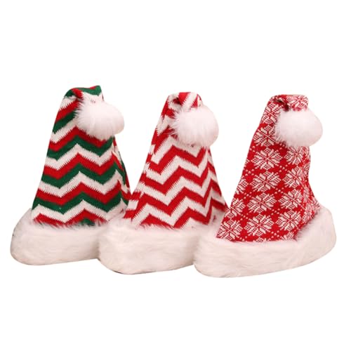 Beavorty 3 Stück Teiliges Weihnachtsmannmützen Set für Erwachsene Gestrickte Wolle mit Großen Plüschbällen Gestreifte Schneeflocken Designs für Damen und Herren Verschiedenen Farben Beavorty 3 Stück Teiliges Weihnachtsmannmützen Set für Erwachsene Gestrickte Wolle mit Großen Plüschbällen Gestreifte Schneeflocken Designs für Damen und Herren Verschiedenen Farben von Beavorty