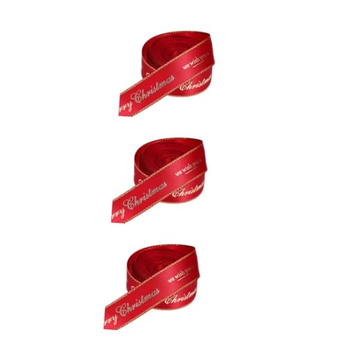 Beavorty 3 Stück Weihnachtliches Geschenkband Breit Weiches Polyesterband für Geschenkverpackung DIY Bastelband Vielseitiges Dekoband für Blumen und Feiertage von Beavorty