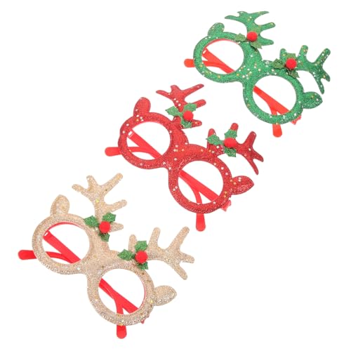 Beavorty 3 Stück Weihnachtsbrillen Lustige für Weihnachtsfeiern Kreative Foto Requisiten Farbenfrohe Deko für Erwachsene und Rot Champagnergold von Beavorty