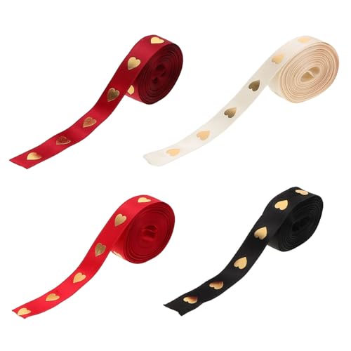Beavorty 4 Rollen Teiliges Herzmuster Geschenkband Schleifenband in Rot Schwarz Weinrot Beige Langlebig Farbbeständig Vielseitig für Blumensträuße Hochzeitsdeko Valentinstag und Beavorty 4 Rollen Teiliges Herzmuster Geschenkband Schleifenband in Rot Schwarz Weinrot Beige Langlebig Farbbeständig Vielseitig für Blumensträuße Hochzeitsdeko Valentinstag und von Beavorty