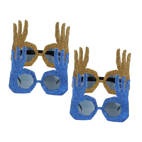 Beavorty 4 Stück Teiliges Ok Hand Fingerförmige Partybrille in Gold und Blau Lustige Robuste und Vielseitige Party-accessoires für Damen und Herren Originelle Foto-requisiten und von Beavorty