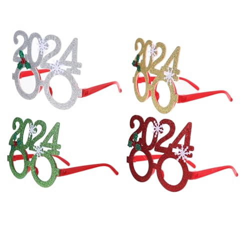 Beavorty 4 Stück Teiliges Weihnachtsbrillen Gestreifte Glitzer Brillenfassungen für Weihnachtsfeiern und Neujahrspartys Foto Requisiten für Unvergessliche Erinnerungen von Beavorty