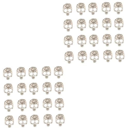 Beavorty 40 Stk Totenkopf Nagel Strass Strass-Totenkopf-Nageldekoration Schädel Nagelzubehör Schmuck Nailart-Kristall glänzender Nagelkristall Charme Metall Klebstoff schmücken 3d Amulett von Beavorty