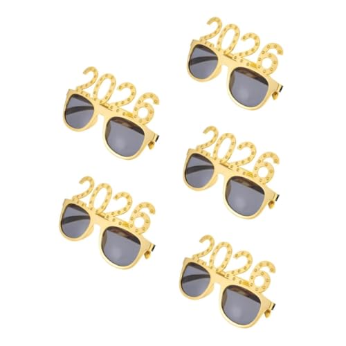 Beavorty 5 Stück Partybrille Gold Glitzer Pc Material Wiederverwendbar Leicht Komfortabel Für Silvester Abschlussfeier Foto Requisiten Festliche Dekoration von Beavorty