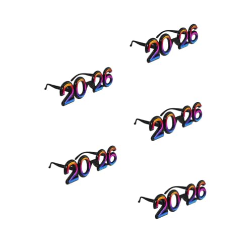 Beavorty 5 Stück Partybrille mit Buntem Glitzer Auffälliges Neujahrsfoto Requisit Leichte Kompakte Silvesterbrille für Festliche Dekoration und Halloween Partyspaß von Beavorty