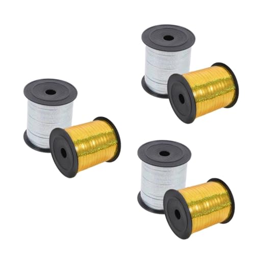 Beavorty 6 Rollen Glitzer Ballonband Yards pro Rolle Holografisches Geschenkband für Partydekorationen und Geschenkverpackung Langlebiges Leicht zu Verarbeitendes Luftschlangenband Gold und Beavorty 6 Rollen Glitzer Ballonband Yards pro Rolle Holografisches Geschenkband für Partydekorationen und Geschenkverpackung Langlebiges Leicht zu Verarbeitendes Luftschlangenband Gold und von Beavorty