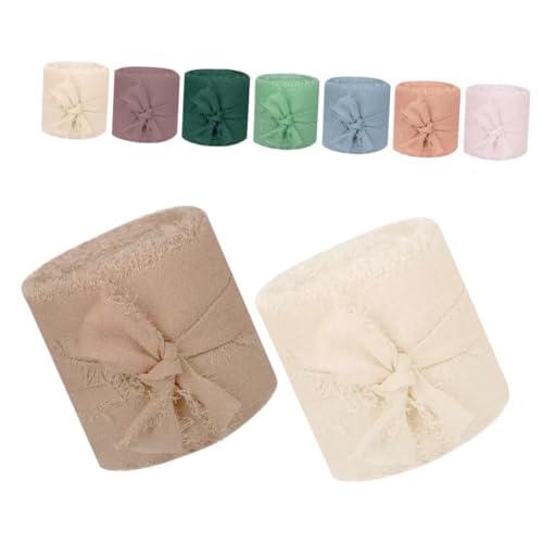 Beavorty 9 Rollen Chiffonband Mit Lockerem Rand Kranz Kränze Rustikal Farbig Schleife Blume Basteln Band Für Die Hochzeit Gang Braut- Ästhetisch Blau Dekorationen Kampf Seide von Beavorty