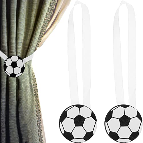 Beavorty Fußball-Design-Vorhang-Raffhalter 2 Stück Fußball-Drapierung Holdback Magnetische Vorhangschnalle Heimdekoration von Beavorty