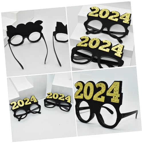 Beavorty Neujahrsbrille Partybrille Partydeko Lustige Foto Requisite Runde Rahmen Zahlen Digitalbrille Silvester Feier Zubehör von Beavorty